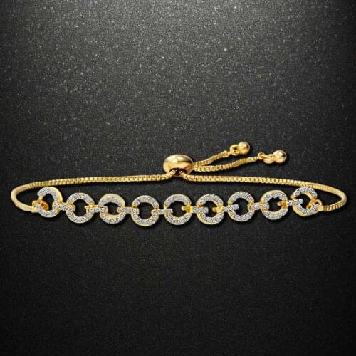 Fashion Adjustable Bracelet Bangle for Women Captivate Bar Slider Brilliant CZ Rose Gold Color Bracelet Jewelry Pulseira Feminia