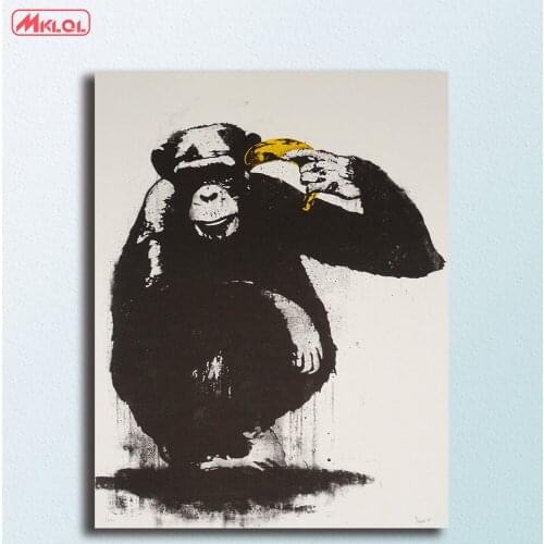 Large size Orangutans and bananas wall art Canvas Painting For Living Room Home Decoration Oil Painting On Canvas Wall Painting