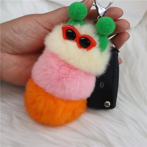 New Product Rex Rabbit Caterpillar Keychain Pendant Ugly Cute Plush Doll Doll Bag Pendant Birthday Gift