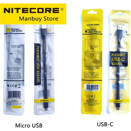Wholesale NITECORE Type C Flexible USB-C Stand Charging Cable For TIPSE TINI2 MH12V2 MH10V2 MH10S MH12S Flashlight NU35 Headlamp