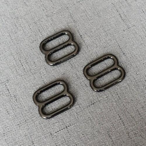 Gun Black 15mm Metal Tri Glide Slide Adjusters Use for DIY Bag Strap Buckles Craft of Rectangle Loop Ring Accessories