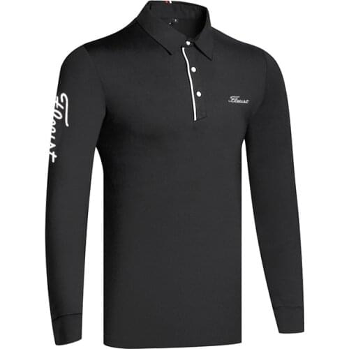 Wear Mens Golf Shirt Spring Autumn Winter Sports Golf Apparel Long Sleeve T-shirt Elastic Dry Fit Polo Shirt for Men