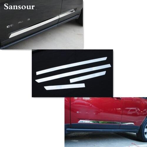 Sansour Stainless Steel Door Body Side Molding Trims For Jeep Compass 2011 2012 2013 2014 2015 ABS Chrome Cover Styling