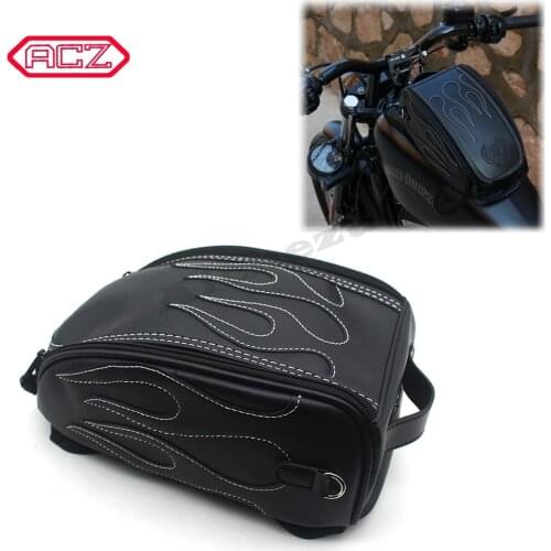 Vintage Motorcycle Black Leather Fuel Tank Bag Storage Bag for Harley Cub 500 Benali 502C 752S