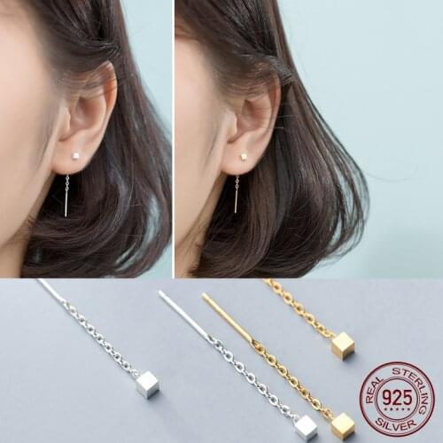 La Monada Square Dangling Hanging Earrings For Women Silver 925 Real Woman Korean Drop Earrings Minimalist Female In Jewelry