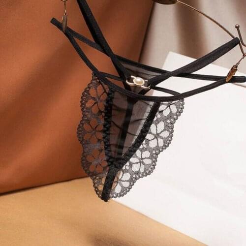 Women temptation Underwear Sexy Lace Thong Panties transparent mesh Bandage G-string Lingerie Ladies Seamless Briefs