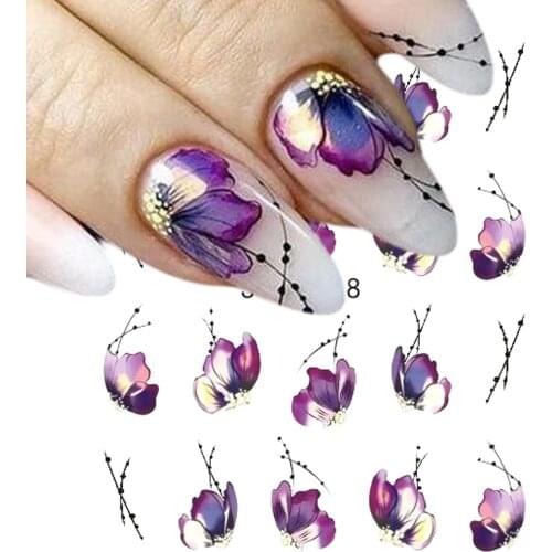 1pcs Nail Sticker Butterfly Flower Water Transfer Decal Sliders Tattoo Manicure Wraps Nail Art Decoration Tools