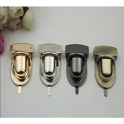 10 PCS/lot) high-end electroplating trumpet 4 color leather insert lock diy metal handbags decorative buckle accessories