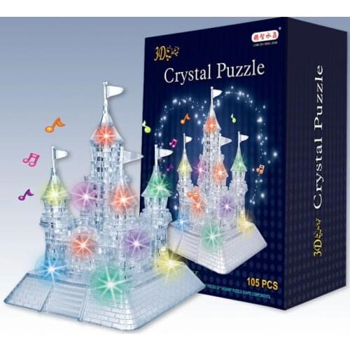 3d three-dimensional crystal puzzle toy with colorful lights music Educational Toys Chlidrens gift
