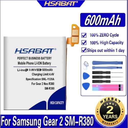 HSABAT R380 600mAh Battery for Samsung Gear 2 SM-R380 Gear2 R380 SMR380 SM-R381 Batteries