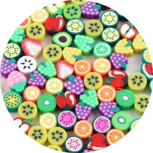 30pcs/Lot 10mm Mixed Fruit Beads Polymer Clay Spacer Loose Beads for Jewelry Making Handmade Bracelet DIY Necklace Accessories