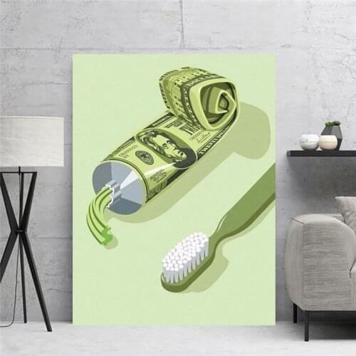 Home Decor Mural Toothbrush Money Wall Art Canvas Painting Cartoon Print Posters Modular Picture Cuadros For Bedroom No Frame