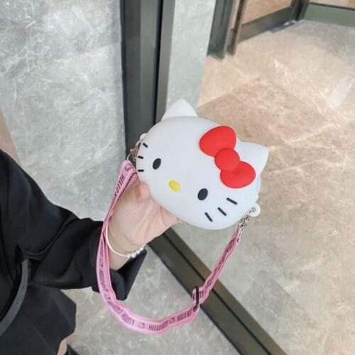 Hello Kitty New Childrens Bags New Cute Cartoon Silicone Bags Young Girls Shoulder Bags Messenger Bag Mini Bags