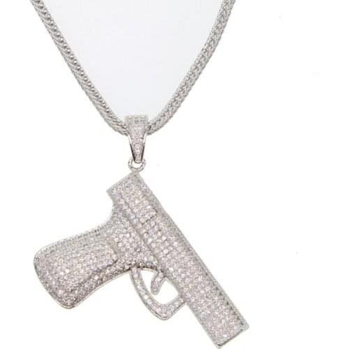 Hip hop long necklace Gold color Plated Pistol Gun Pendants & Necklaces HipHop Gun Necklace for Men Women Party Accessories