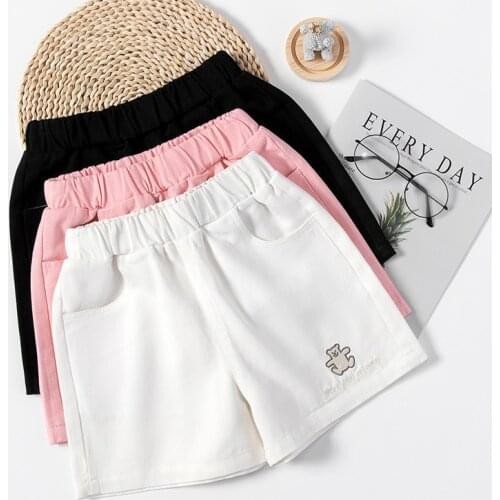 Girls Embroidery Denim Shorts 2021 Summer Childrens High Waist Loose Hot Pants Thin Girls Denim Shorts Kids Pants Teenage