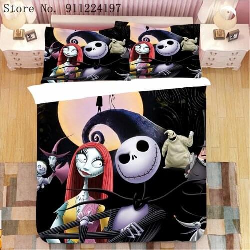 Halloween Bedding Set Twin/Full Queen/King Skeleton Duvet Cover Set Kids Quilt Cover Skeleton Bedclothes Microfiber Bed Linen