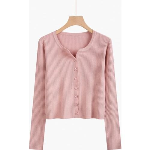 Solid color Knitted Cardigans Sweater Women O-Neck Sweater Spring Cardigan Coat 2021 Short Knitted Sweater