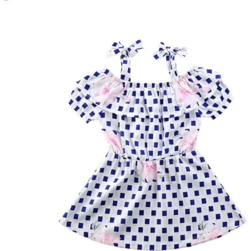 Summer Toddler Kids Baby Girl Flower Polka Dots Casual Party Dress Sundress