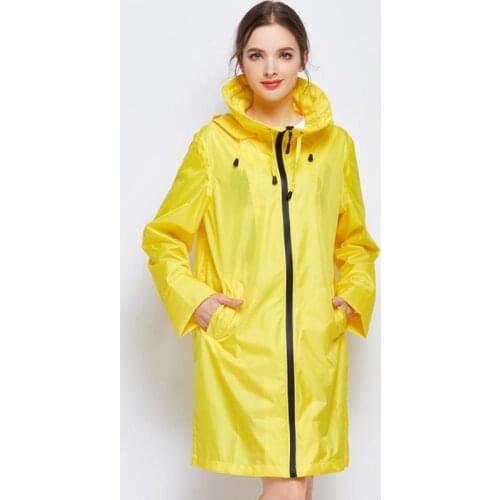 Fashion Breathable Women Long Rain Coat Poncho Thick Ladies Yellow Raincoats Outdoor Waterproof Rain Poncho Cape With Pocket