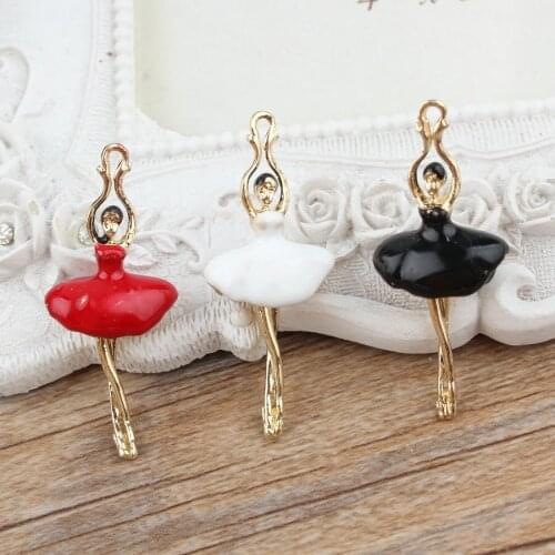 Newest Fashion Dancing Ballet Girl Pendant Charms Enamel Alloy DIY Jewelry Bracelet Necklace Phone Chain Keyring Floating Charm