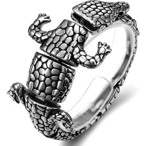 New Arrive Mens Jewelry Hip Hop Gothic Silver Stainless Steel Crocodile Bracelet