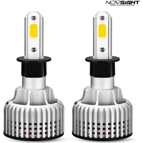 Novsight 2 Pcs Car LED Headlight A500-N12Y-9006 9005/9006/H1/H3/H4/H7/H11 LED Yellow Light 72W 3000K Auto Light Bulbs