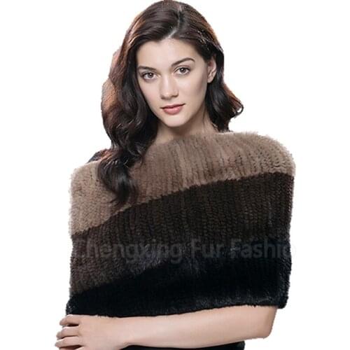 CX-S-171C 2016 Winter New Ladies Magic Mink Fur Snood Scarf/Shawl/Cape