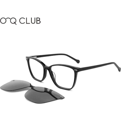 O-Q CLUB Magnetic Clip-on Sunglasses Men Women Myopia Prescription Glasses Frames Polarized Outdoors Eyeglasses FG1035