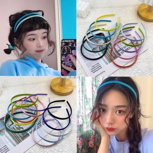 Women Girls Solid Color Thin Stain Headband Plastic Hairband Bezel for Hair Hoop Band Simple Fashion Headwear Hair Accessories