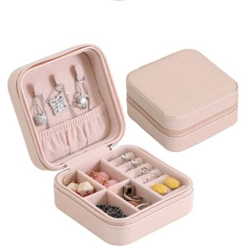 Jewelry Box Jewelry Organizer Display Travel Jewelry Case Boxes Portable Earring Holder Leather Portable Storage Zipper Jewelers