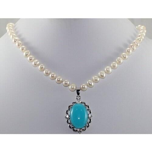 White pearl necklace+GP jades pendant