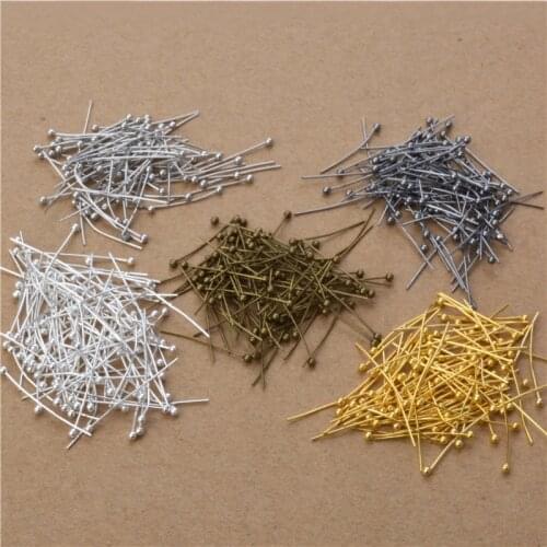 20 25 30 40 50mm Gold Silver Bronze Rhodium Plated Metal Ball Head Straight Wave Pins for DIY Findings Jewelry Making