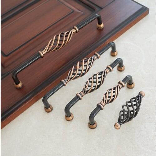 3.75" 5" 6.3" 7.55" Red Bronze Drawer Handles Retro Style Wardrobe Knobs Zinc Alloy Cabinet Pulls Closet Handle 96 128 160 192mm