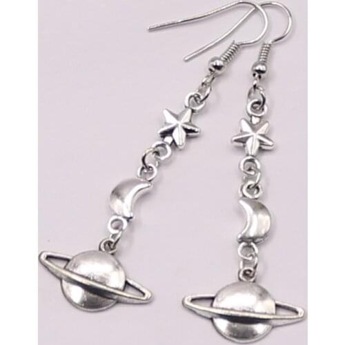 Silver plated Moon Star Saturn Earrings,Moon Earrings,Star Earrings,Saturn Earrings