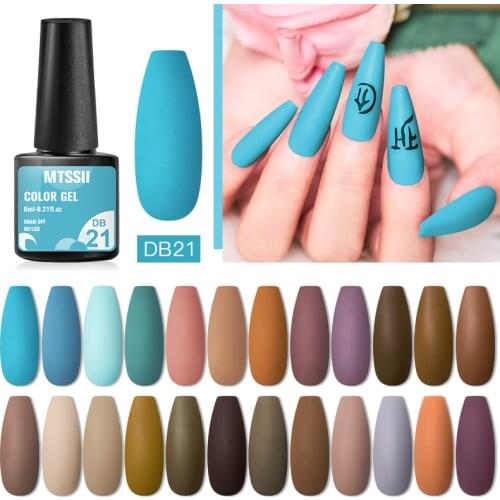 Mtssii Blue Gray Series Nail Polish Color Gel 6ml Soak Off UV Gel Varnishes Winter Nail Art Design DIY Nail Base Matte Top Coat