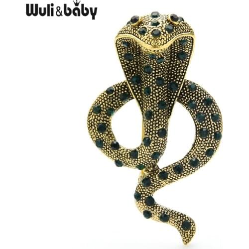 Wuli&baby Vintage Rhinestone Snake Brooches Women 4-color Animal Brooch Pins Gifts