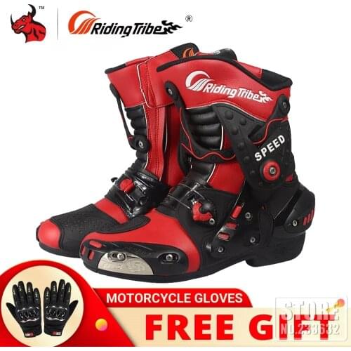 Waterproof Motorcycle Boots Gear Moto Racing Boots Microfiber Leather Long Style Boot Heel Buffer Riding Motocross Boots