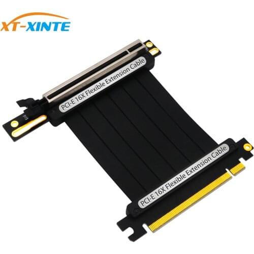XT-XINTE PCIe 3.0 x16 PCI Express Riser Extender Cable Flexible High Speed 90 Degree GUP Riser Cable with LED for Graphics Card