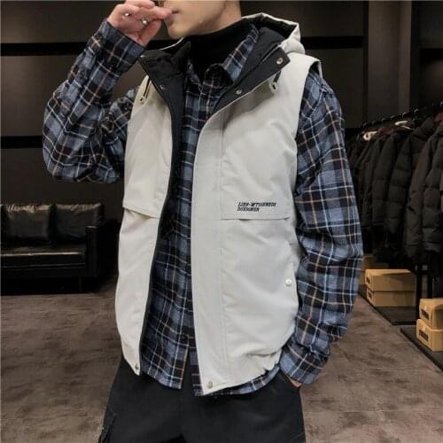 Ymwmhu Men Vest Fashion Solid Zipper Stand Collar Down Vest Male Outwear Big Size M-4XL Sleeveless Men Winter Hooded Vest Jacket