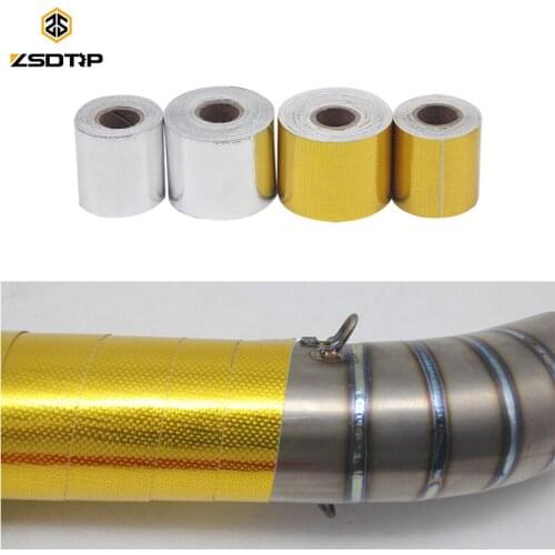 ZSDTRP 5M/10M Gold/silver Aluminum Reinforced Tape Heat Shield Adhesive Backed Resistant Intake Wrap for Exhaust Pipe