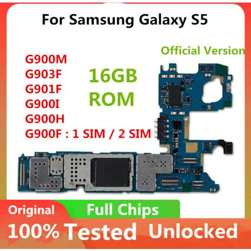 Original for Samsung Galaxy S5 G900F Motherboard Full Chips Unlocked EU Version Logicboard For Galaxy S5 G900I G900F G900H 16GB