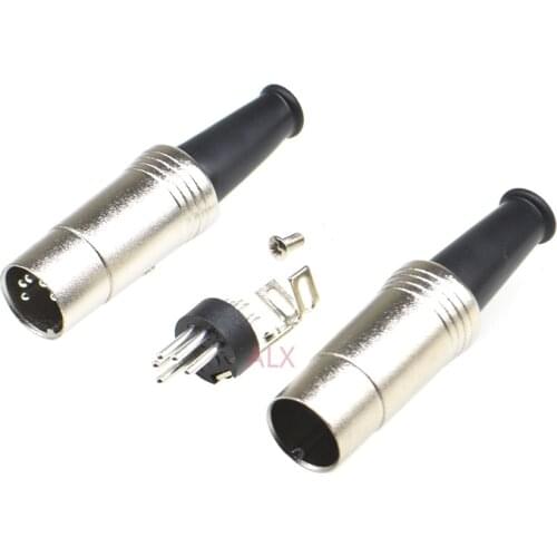 2PCS 5PIN DIN Connector Midi Cable Lead Audio Plug Male Inline Metal connector