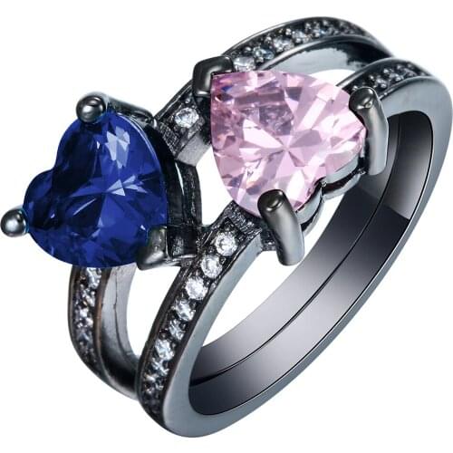 2016 HOT SALE romantic two colorcollo black Gold Color ring promise Rings new fashion jewelry gift Engagement Rings