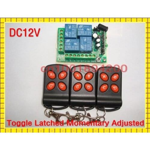 4 Relay CH DC12V Wireless Receiver&Transmitter 2CH Momentary 2CH Toggle RF Remote Control Switch System Access system ON OFF