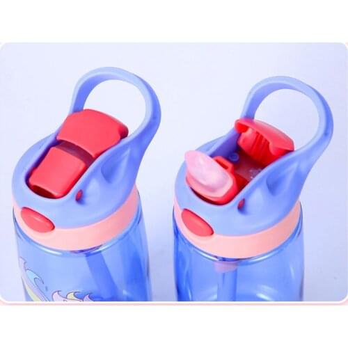480ML Baby Kids Feeding Cups With Straws Lid Leakproof Water Bottles Outdoor Q1FE
