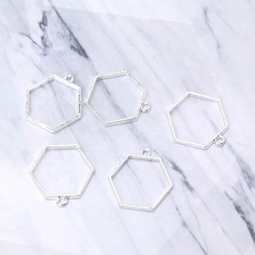 5Pcs Hollow Frame Open Back Bezel Pendant UV Resin Pressed Flower Jewelry Making B95F