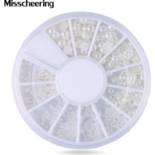 Mix Sizes White Nail Art Tips Half Pearls 3d Nail Beads Rhinestone Decoration DIY Beauty Salon Manicure Supply