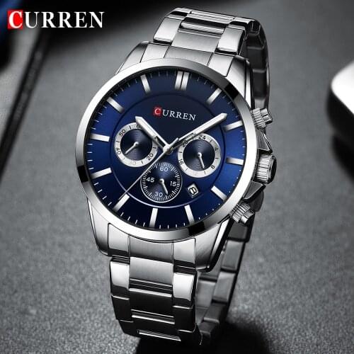 New CURREN Watch Men Top Brand Luxury Quartz Sport Watch Mens Casual Military Wristwatch Stainless Steel Clock With Chronograph
