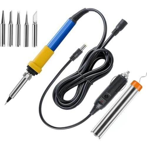 DC 12V / 60W Car Battery Low Voltage Electrical Soldering Iron Tip Crocodile Clip Welding Rework Repair Tools Kit