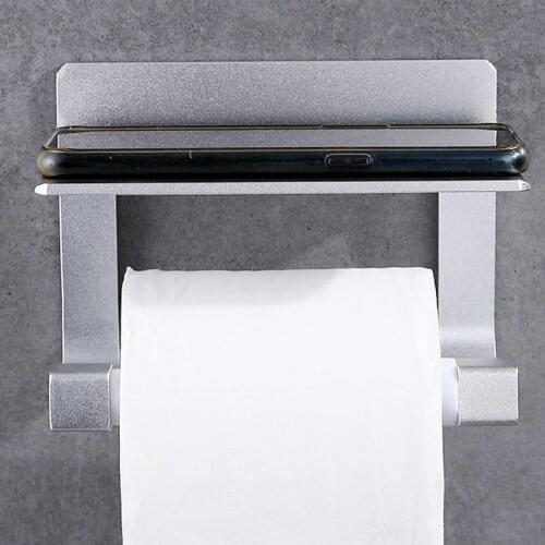 Toilet Paper Holder with Shelf Tissue Holder Toilet Roll Dispenser with Phone Storage Shelf